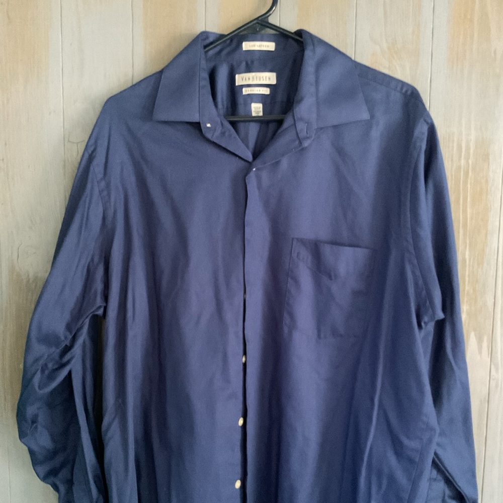 ROYAL BLUE VAN HEUSEN REGULAR FIT 17 32/33 DRESS SHIRT EUC